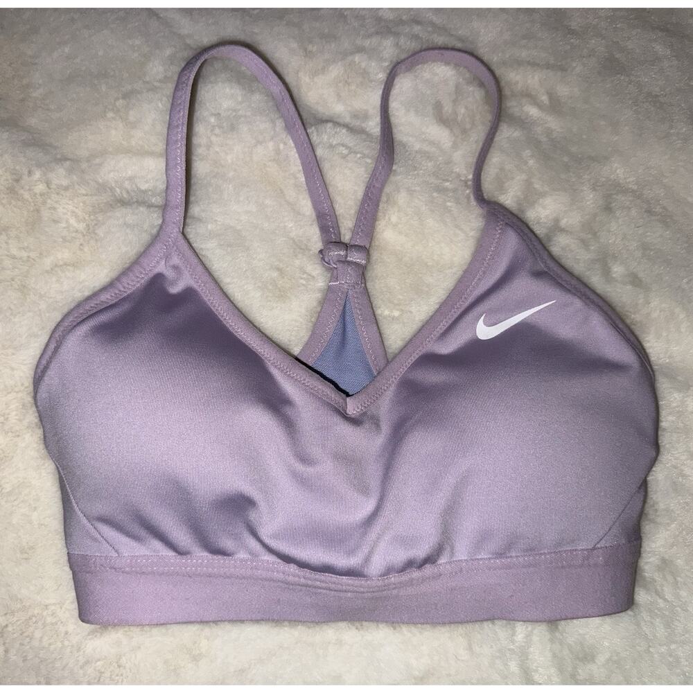 Nike Dri-FIT Sports Bra Womens Small Lavender Strappy Padded Light Support